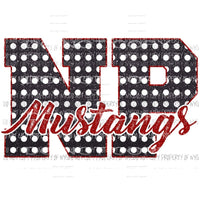 NP mustangs School letter custom Sublimation transfers Heat Transfer