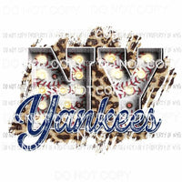 NY Yankees baseball marquee New York leopard Sublimation transfers Heat Transfer