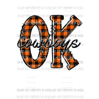 OK Orange cowboys plaid Oklahoma Sublimation transfers Heat Transfer