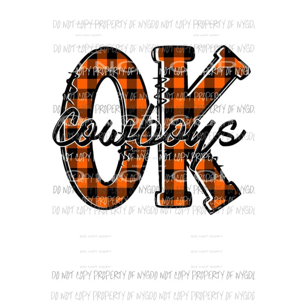 OK Orange cowboys plaid Oklahoma Sublimation transfers Heat Transfer