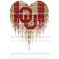 Oklahoma OU Heart Paint Palette Sublimation transfers Heat Transfer