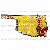 Oklahoma Softball state outline red heart Sublimation transfers Heat Transfer