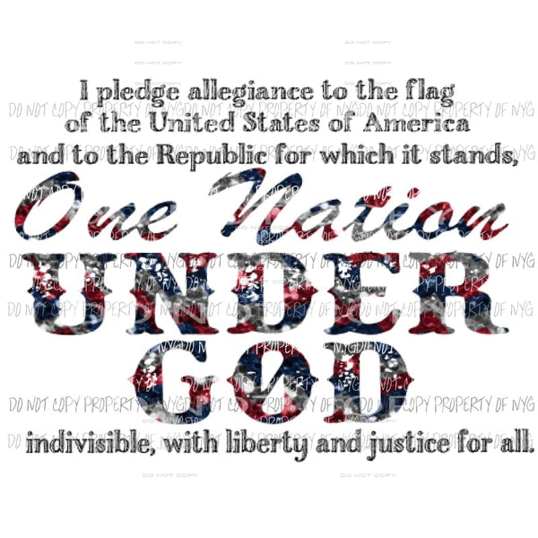 One Nation Under God red white and blue Sublimation transfers Heat Transfer