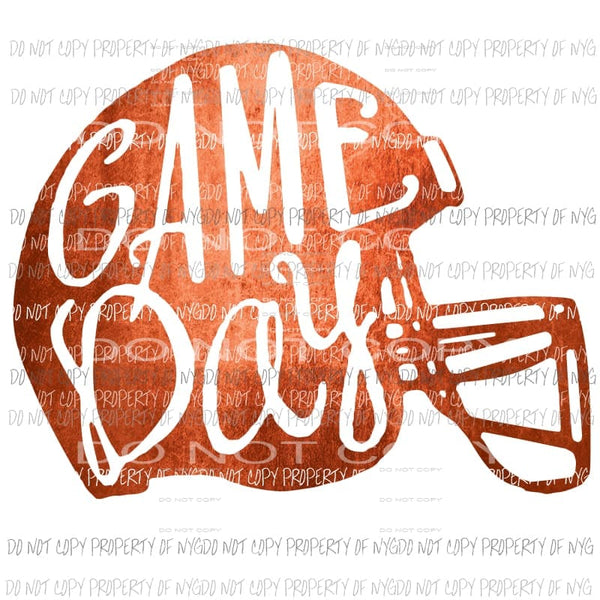 Orange Game Day football helmet Sublimation transfers Heat Transfer