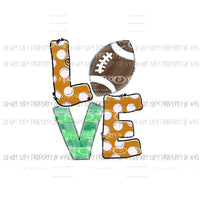 Orange Love Football Sublimation transfers Heat Transfer