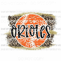 Orioles baseball leopard Sublimation transfers Heat Transfer