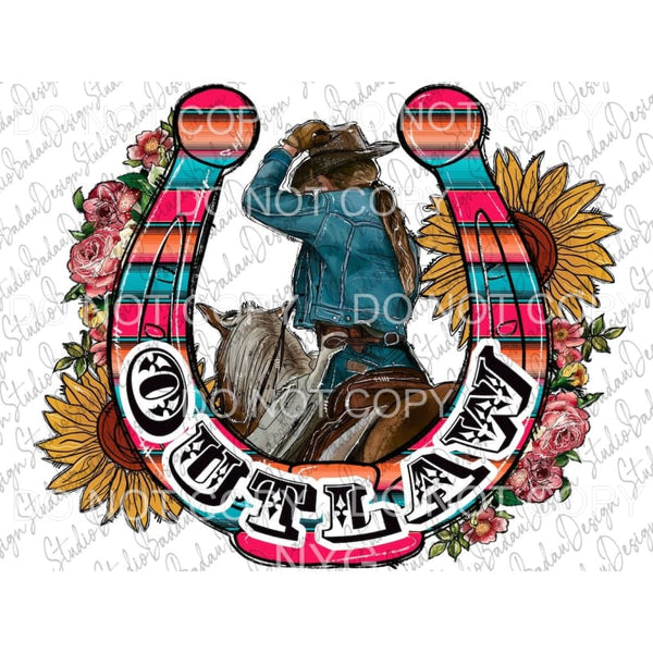 Outlaw Serape Horseshoe Cowgirl Horse Sunflowers Roses #207 