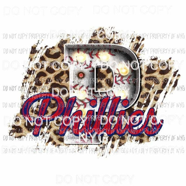 P Phillies baseball marquee Philadelphia leopard Sublimation transfers Heat Transfer