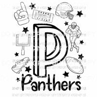 Panthers football spirit doodle Sublimation transfers Heat Transfer