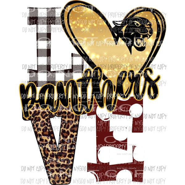 Panthers love polka dot cat maroon gold Sublimation transfers Heat Transfer