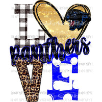 Panthers love polka dot gold blue heart Sublimation transfers Heat Transfer