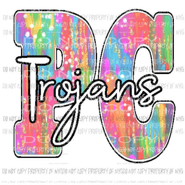 PC Trojans school custom Sublimation transfers Heat Transfer