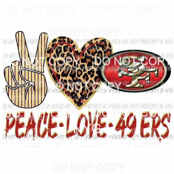 Peace Love 49ers #1 leopard SF emblem Sublimation transfers Heat Transfer
