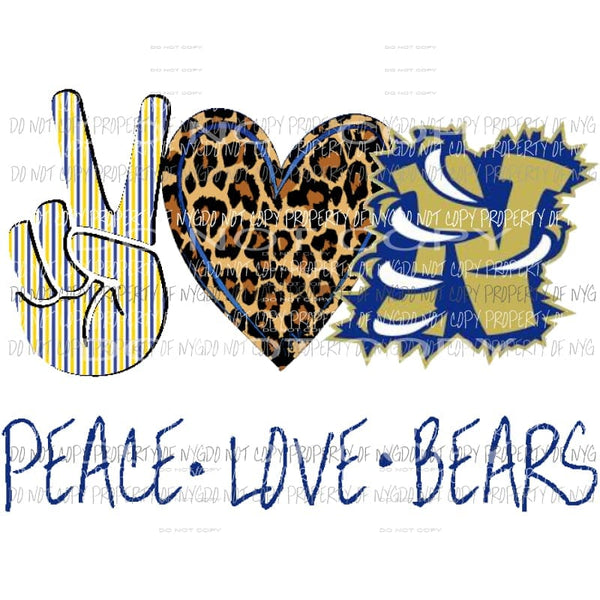 Peace Love Bears Custom Sublimation transfers Heat Transfer