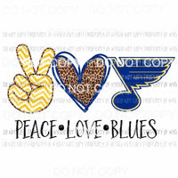 Peace Love Blues Cincinnati Sublimation transfers Heat Transfer