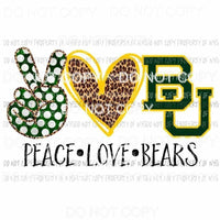 Peace Leave BU Baylor University Bears Sublimation transfers Heat Transfer