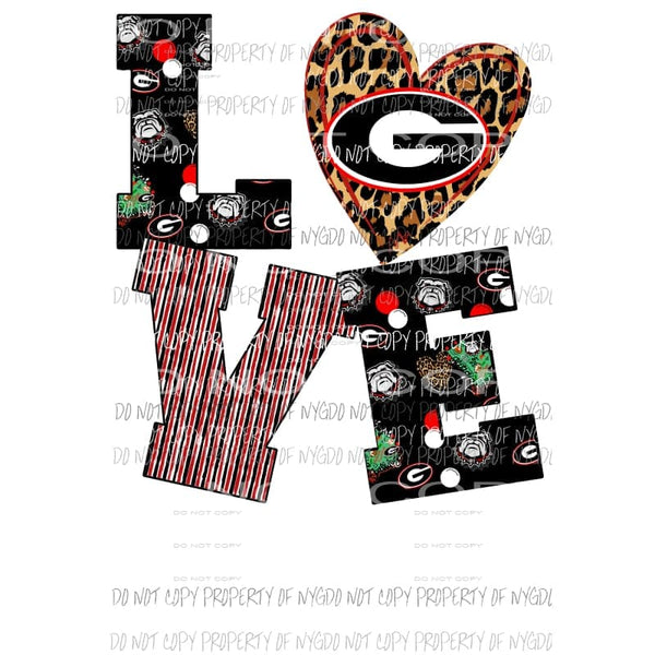 Peace Love Bulldogs 3 Georgia Sublimation transfers Heat Transfer