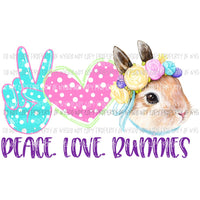 Peace Love Bunnies floral headband pink polka dot heart Sublimation transfers Heat Transfer