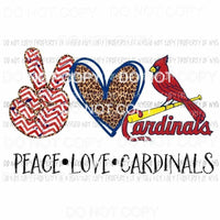 Peace Love Cardinals St. Louis Sublimation transfers Heat Transfer