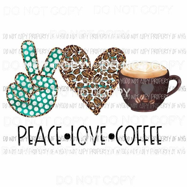 Peace Love Coffee #2 leopard heart mug Sublimation transfers Heat Transfer