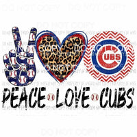 Peace Love Cubs #2 leopard heart baseball Sublimation transfers Heat Transfer