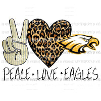 Peace Love Eagles Black and Gold Sublimation transfers Heat Transfer