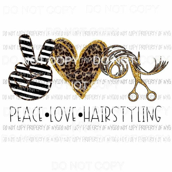 Peace Love Hairstyling leopard heart scissors Sublimation transfers Heat Transfer