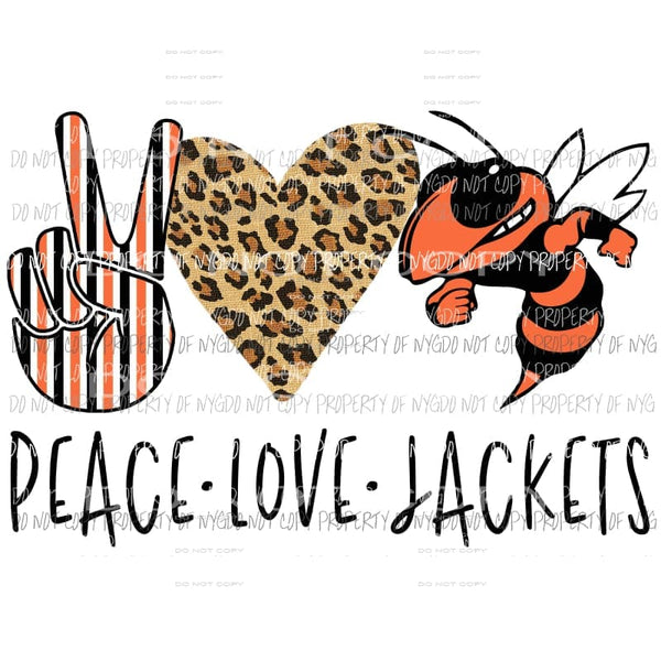 Peace Love Jackets orange black Sublimation transfers Heat Transfer