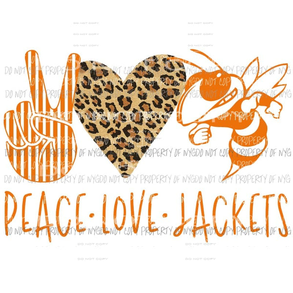 Peace Love Jackets orange Sublimation transfers Heat Transfer