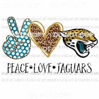 Peace Love Jaguars Jacksonville Sublimation transfers Heat Transfer