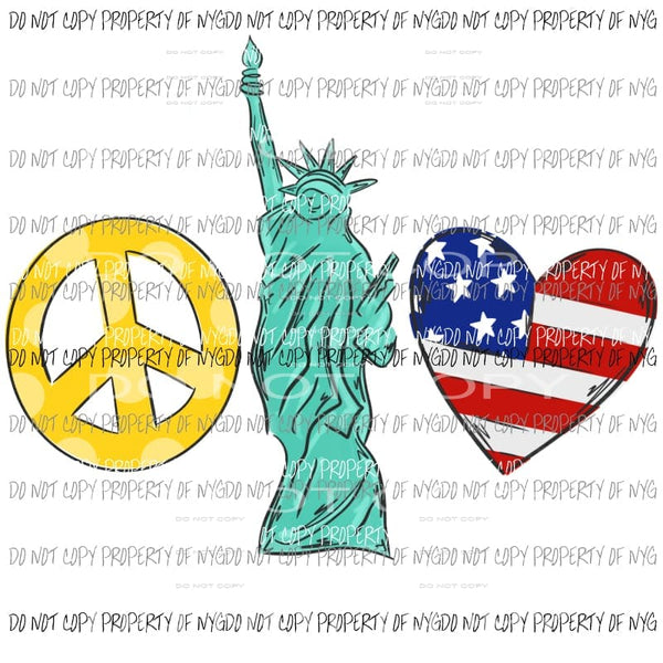 Peace Love Liberty Sublimation transfers Heat Transfer