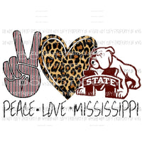 Peace Love Mississippi State 4 Sublimation transfers Heat Transfer