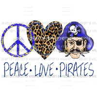 Peace Love Pirates blue and yellow 2 Sublimation transfers Heat Transfer