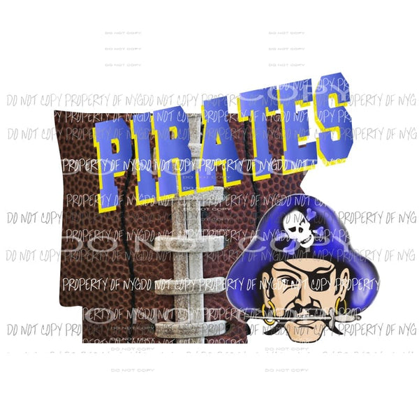 Peace Love Pirates Football State Blue Gold yellow school Sublimation transfers Heat Transfer