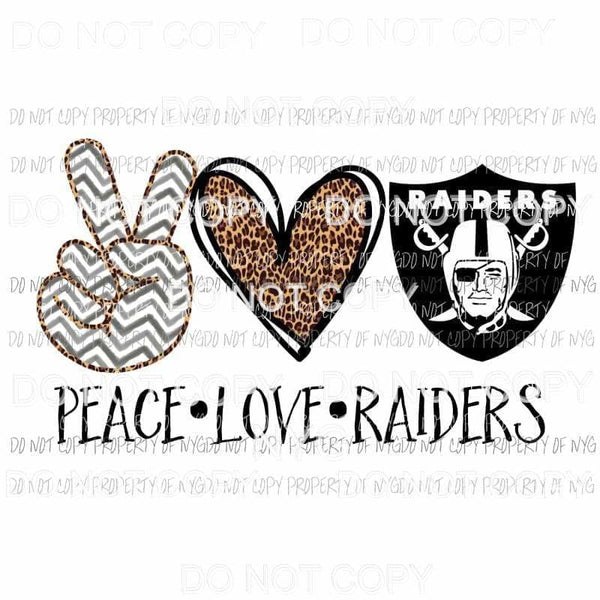 Peace Love Raiders Oakland Sublimation transfers Heat Transfer