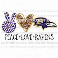 Peace Love Ravens Baltimore Sublimation transfers Heat Transfer