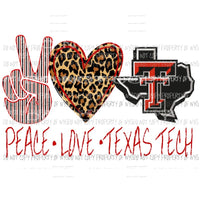 Peace Love Red Raiders Texas tech 2 Sublimation transfers Heat Transfer