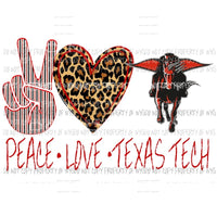 Peace Love Red Raiders Texas tech 3 Sublimation transfers Heat Transfer