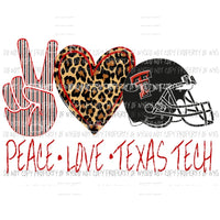 Peace Love Red Raiders Texas tech 4 Sublimation transfers Heat Transfer