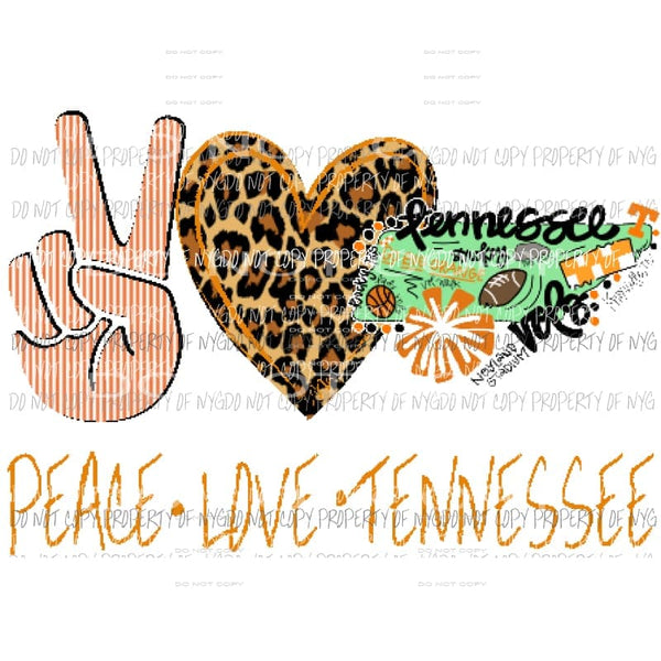 Peace Love Tennessee State Sublimation transfers Heat Transfer