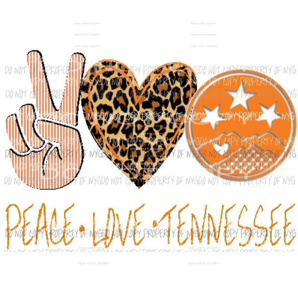 Peace Love Tennessee Tri star Sublimation transfers Heat Transfer