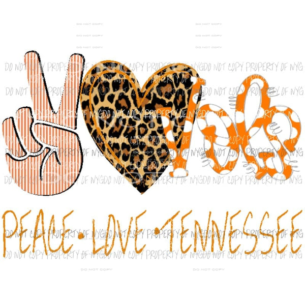 Peace Love Tennessee Vols Sublimation transfers Heat Transfer