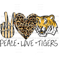 peace love tigers custom school black and gold Sublimation transfers Heat Transfer