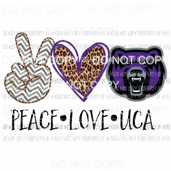 Peace Love UCA Central Arkansas Bears Sublimation transfers Heat Transfer