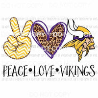 Peace Love Vikings Minnesota Sublimation transfers Heat Transfer