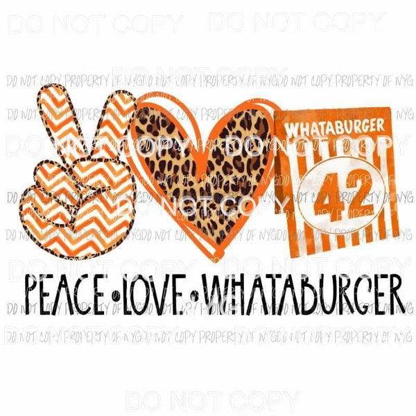 Peace Love Whataburger Number orange chevron leopard heart Sublimation transfers Heat Transfer