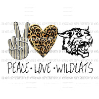 Peace Love Wildcats Black and gold 1 Sublimation transfers Heat Transfer