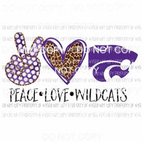 Peace Love Wildcats Sublimation transfers Heat Transfer