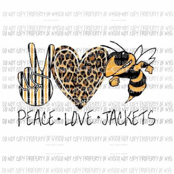 Peace Love Yellow jackets Sublimation transfers Heat Transfer