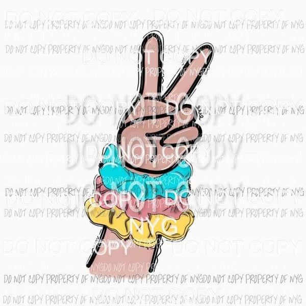 Peace Sign hand VSCO girl hair scrunchies Sublimation transfers Heat Transfer